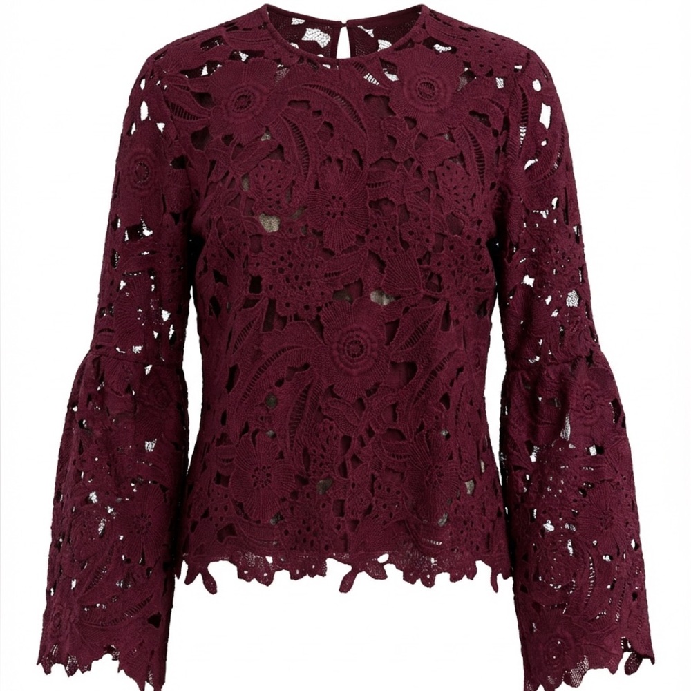 Romeo & Juliet Couture Burgundy Lace Blouse